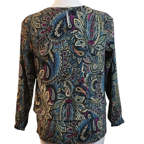 J Jill Paisley print blouse with tiered layers Size Petite XS - Picture 2 of 11